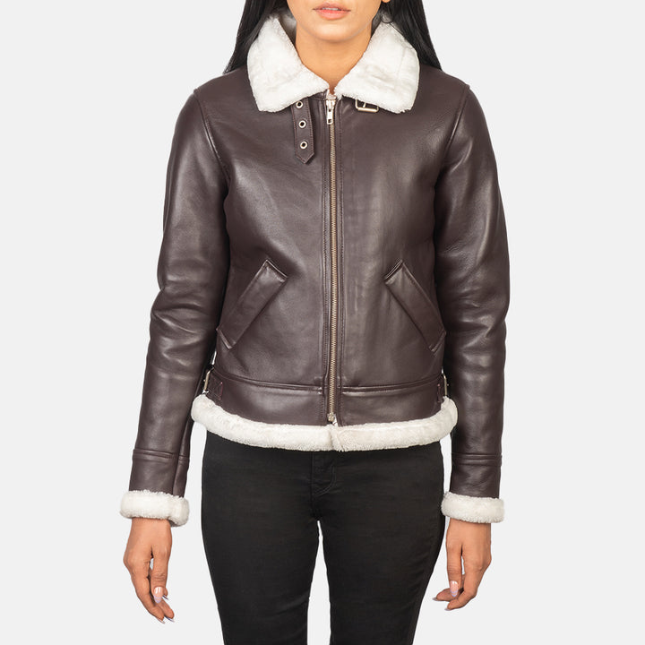 Sherilyn B-3 Maroon Leather Bomber Jacket image 1