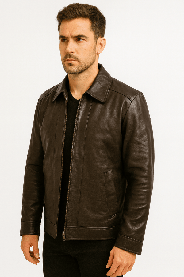 Inferno Brown Leather Jacket - Pelleaura | Premium Quality Leather Stuff Brand USA