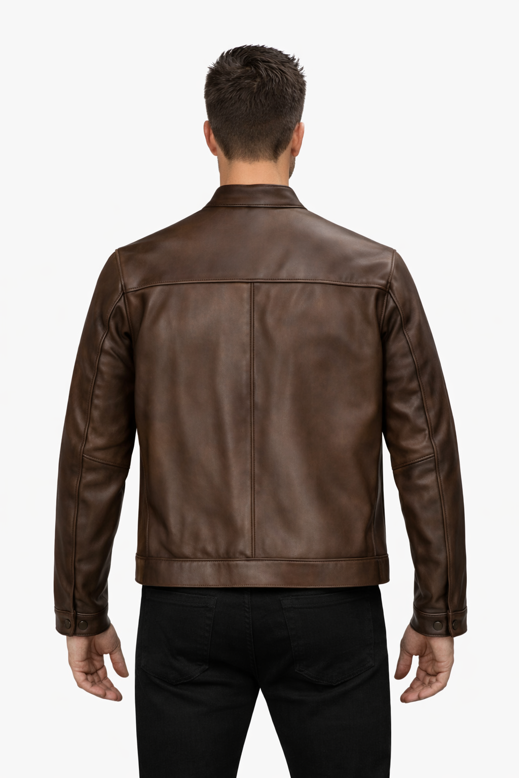 Pelleaura Men’s Classic Brown Racer Leather Jacket – Timeless Tailored Fit