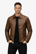 Pelleaura Men’s Premium Brown Leather Jacket – Modern Tailored Fit Pelleaura | Premium Quality Leather Stuff Brand USA