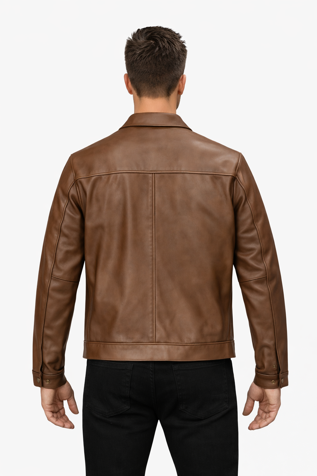 Pelleaura Men’s Premium Brown Leather Jacket – Modern Tailored Fit
