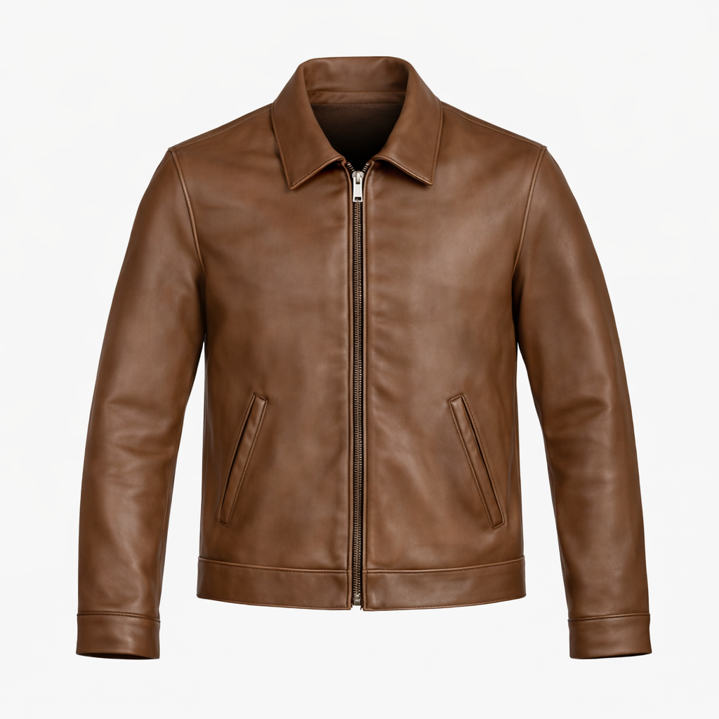 Pelleaura Men’s Premium Brown Leather Jacket – Modern Tailored Fit Pelleaura | Premium Quality Leather Stuff Brand USA