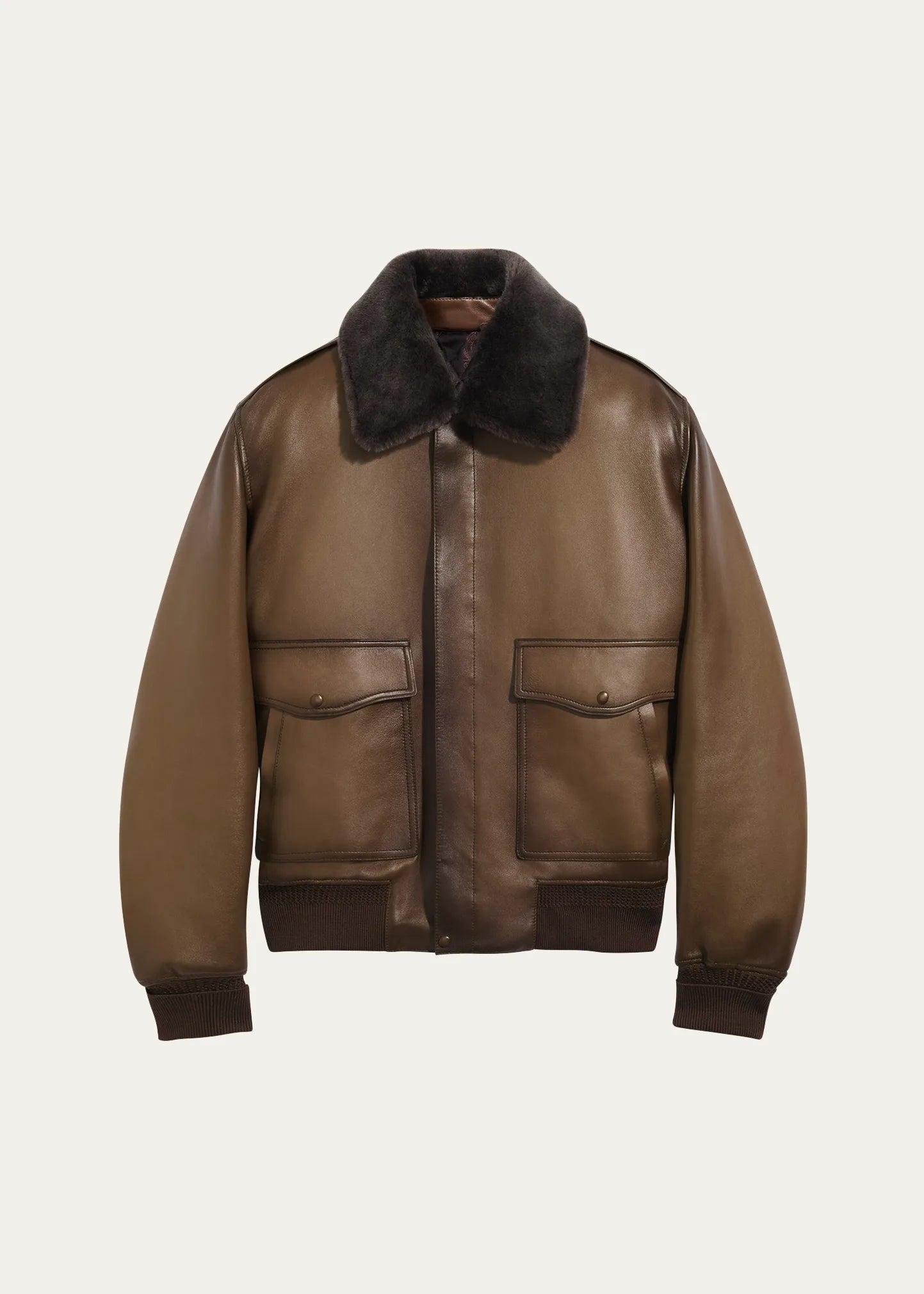 Pelleaura Men’s Brown Leather Bomber Jacket with Ribbed Hem – Classic Pilot Style Pelleaura | Premium Quality Leather Stuff Brand USA