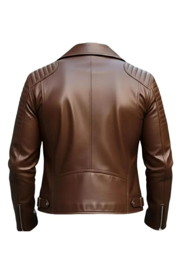 Men’s Chocolate Brown Biker Leather Jacket - Pelleaura | Premium Quality Leather Stuff Brand USA