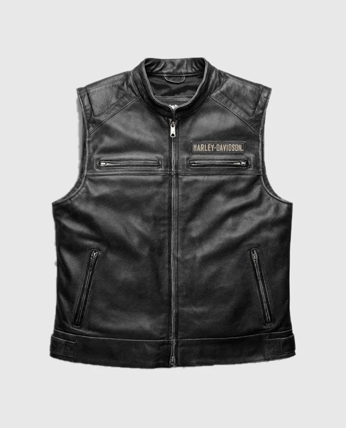 Men's Harley Davidson Passing Link Leather Vest - Pelleaura | Premium Quality Leather Stuff Brand USA