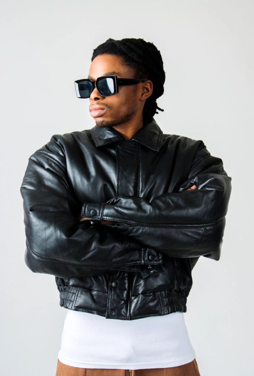 Men’s Oversized Leather Bomber Jacket – Vintage 90s Style Genuine Leather - Pelleaura | Premium Quality Leather Stuff Brand USA