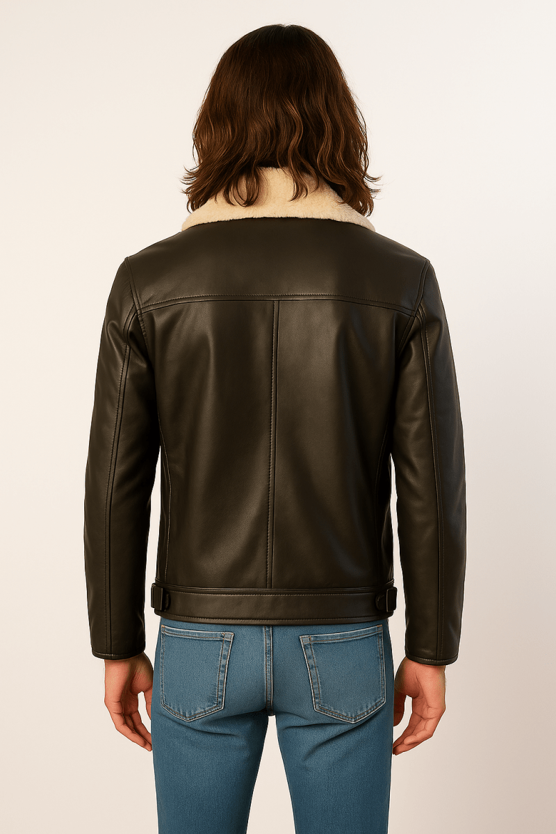 Men’s Shearling Black Leather Aviator Jacket - Pelleaura | Premium Quality Leather Stuff Brand USA