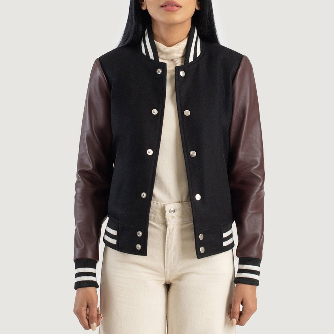 Savant Maroon & Black Hybrid Varsity Jacket - Pelleaura | Premium Quality Leather Stuff Brand USA