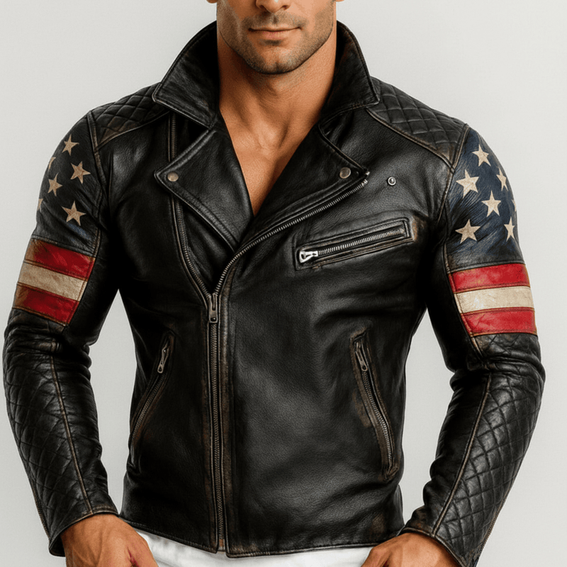 USA Flag-Inspired Biker Jacket – Premium Vintage Racing Style My Store