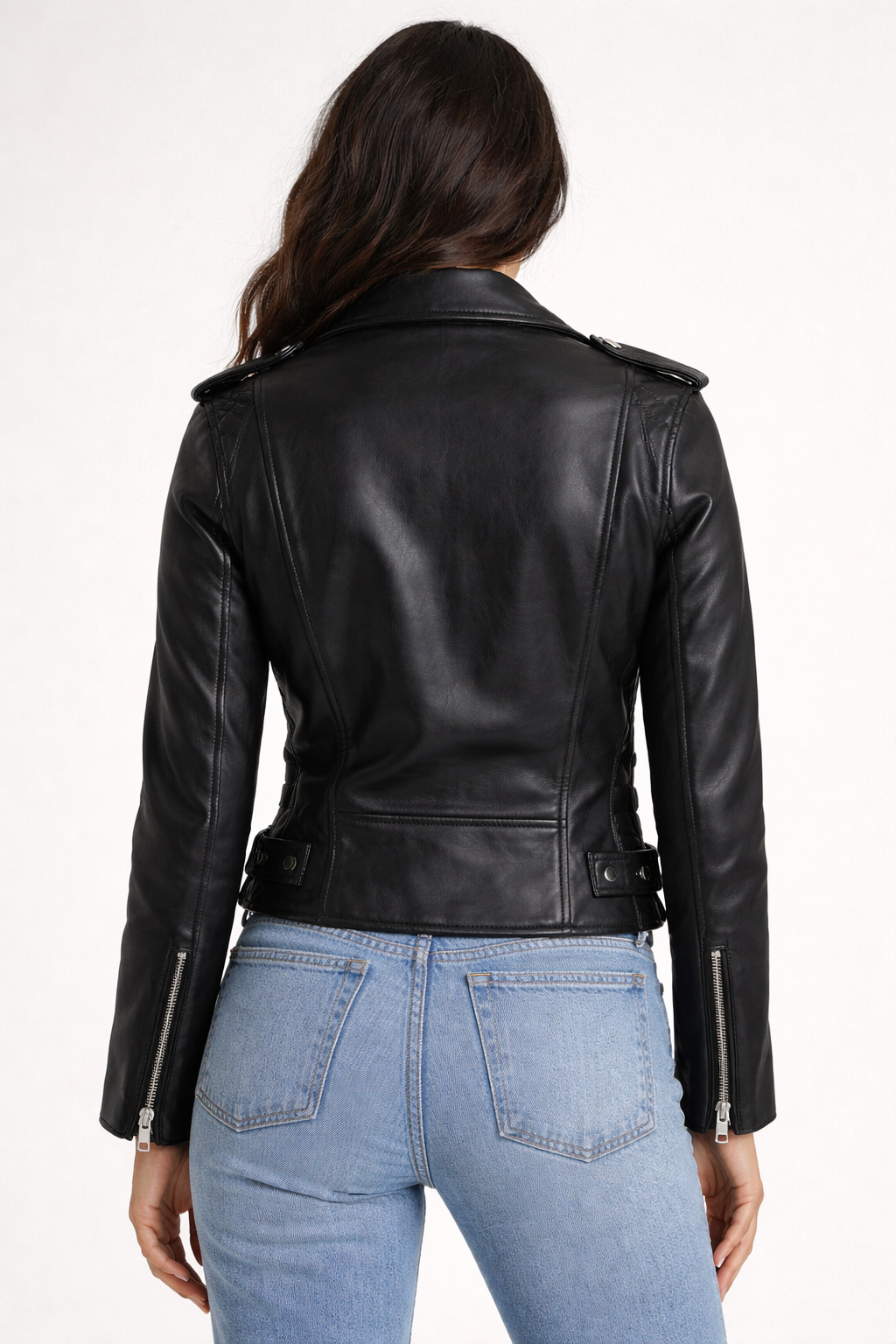 Pelleaura Women’s Black Sheepskin Leather Moto Jacket – Asymmetrical Zip Biker Style