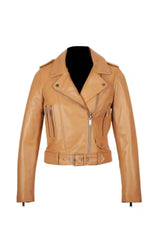 Women’s Genuine Leather Biker Jacket – Camel Tan Cowhide with Belt - Pelleaura | Premium Quality Leather Stuff Brand USA