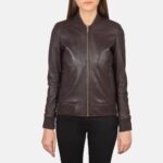 Bliss Maroon Leather Bomber Jacket - Pelleaura | Premium Quality Leather Stuff Brand USA