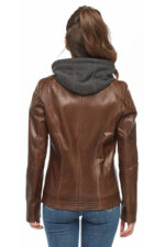 Brown Women’s Hooded Leather Jacket - Pelleaura | Premium Quality Leather Stuff Brand USA