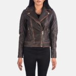 Carolyn Quilted Vintage Brown Biker Jacket - Pelleaura | Premium Quality Leather Stuff Brand USA