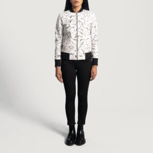 Donna Blake White Leather Bomber Jacket - Pelleaura | Premium Quality Leather Stuff Brand USA