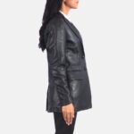 Marilyn Black Leather Blazer for Women - Pelleaura | Premium Quality Leather Stuff Brand USA