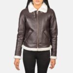 Sherilyn B - 3 Maroon Leather Bomber Jacket - Pelleaura | Premium Quality Leather Stuff Brand USA