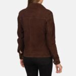 Suzy Mocha Suede Trucker Jacket For Women - Pelleaura | Premium Quality Leather Stuff Brand USA
