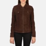 Suzy Mocha Suede Trucker Jacket For Women - Pelleaura | Premium Quality Leather Stuff Brand USA