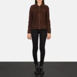 Suzy Mocha Suede Trucker Jacket For Women - Pelleaura | Premium Quality Leather Stuff Brand USA